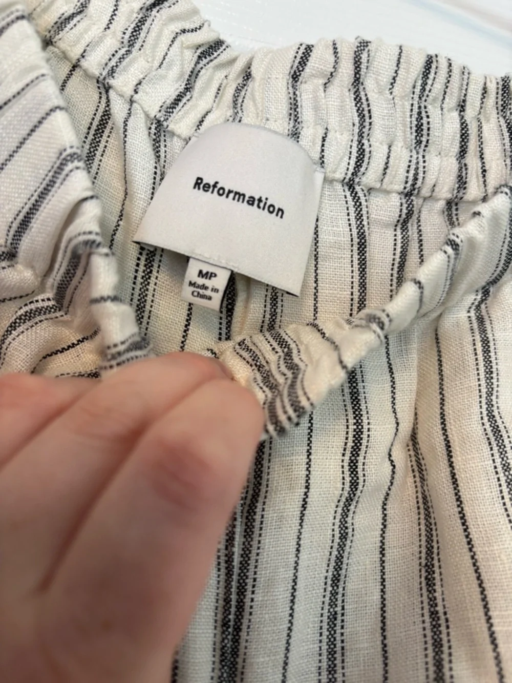 Reformation Inez Linen Two Piece Set Natural Stripe Top 4 Pants Medium Petite
